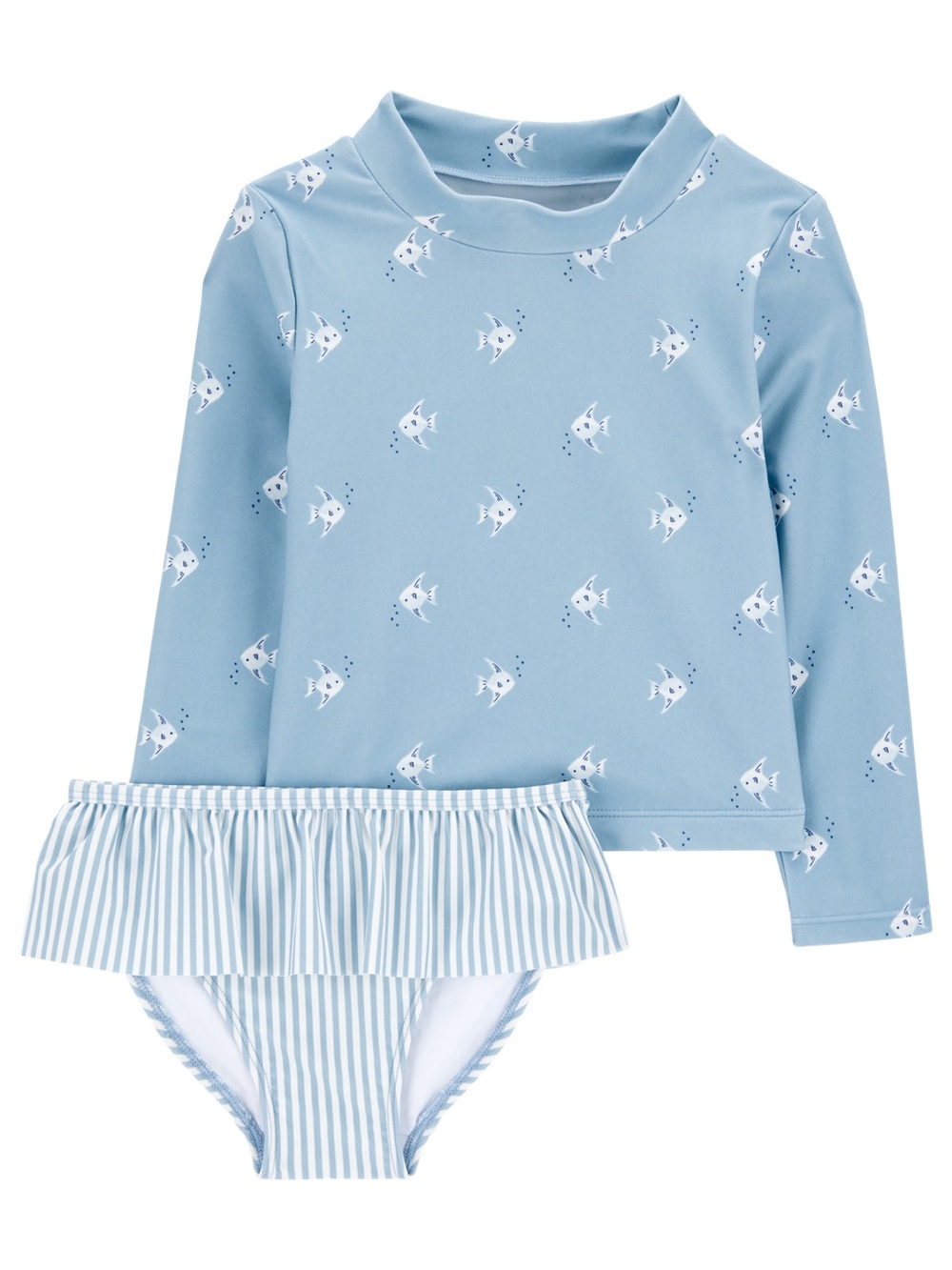 Carter’s Toddler Girl 2-Piece Shell Striped Long-Sleeve Rashguard Swim Set